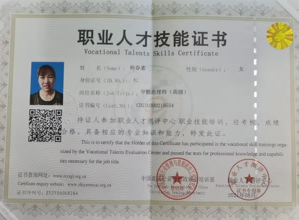 職業人才技能證書